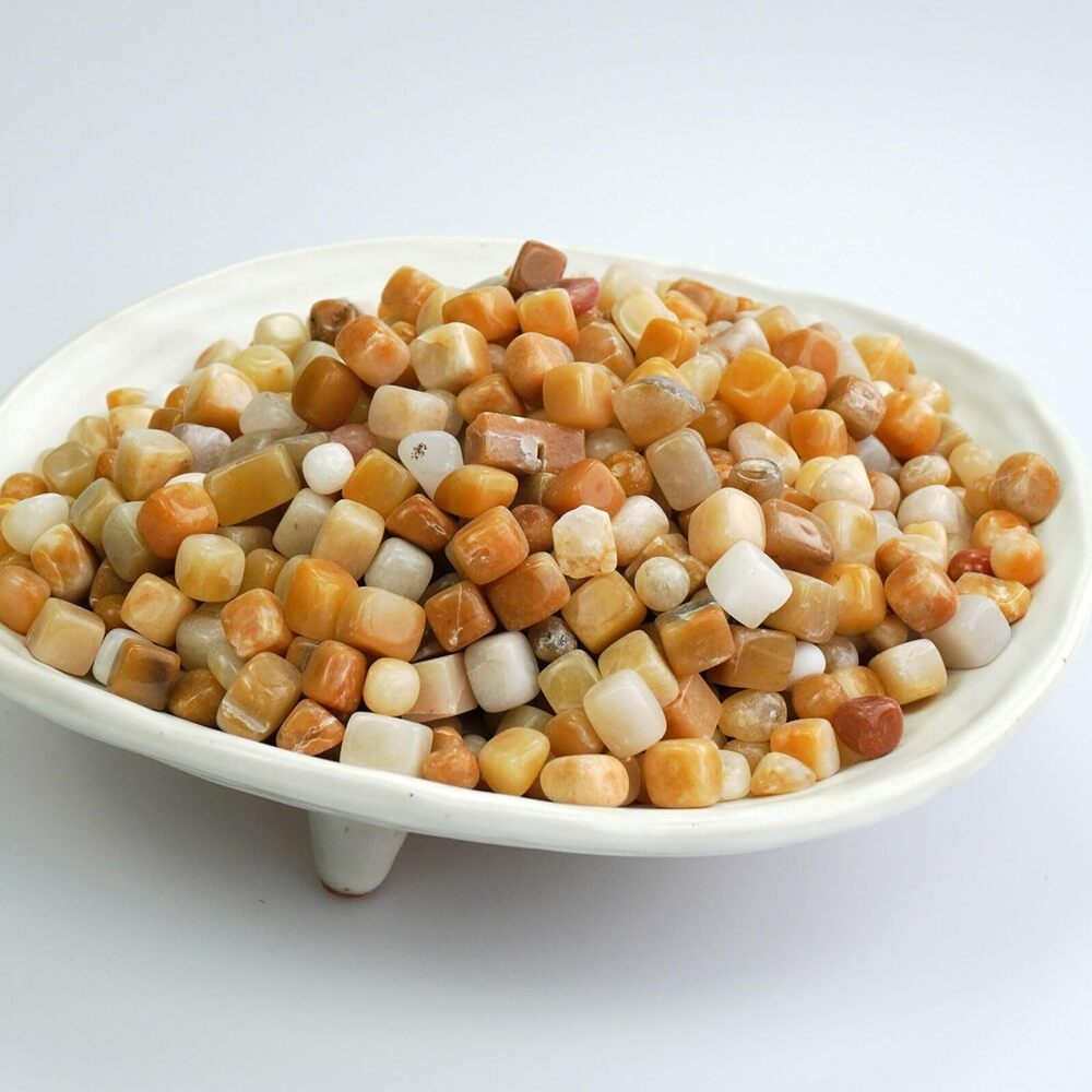 8463 3LB Natural Yellow Jadeite Tumbled Stones & Points - Bulk Polished